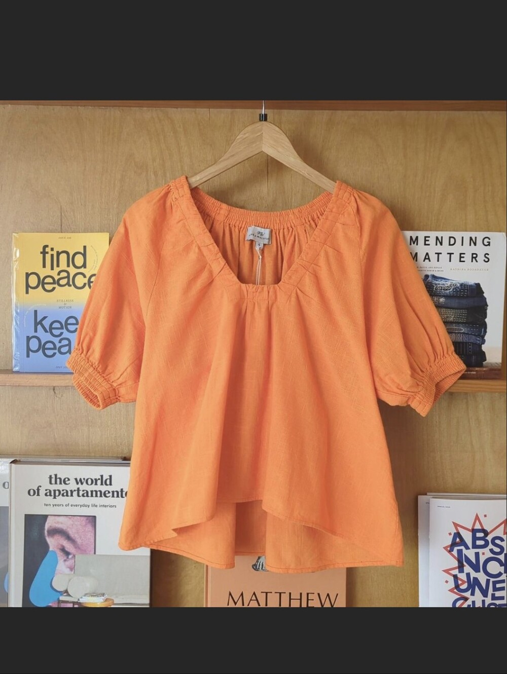 Never A Wallflower Marakesh bright orange cotton top Size Small